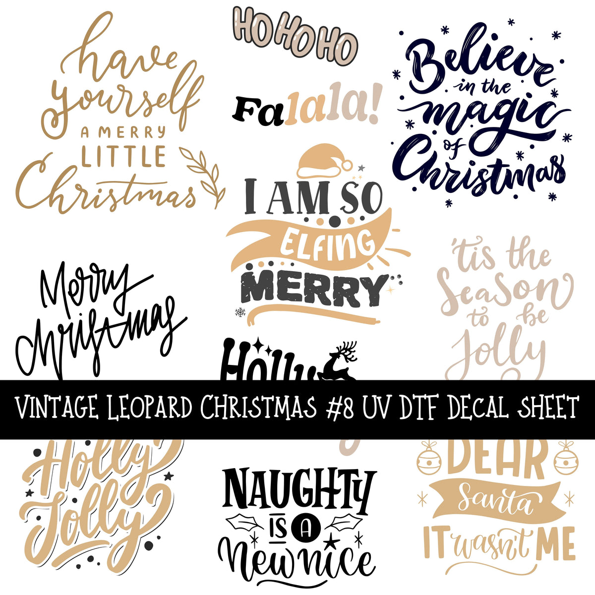 Vintage Leopard Christmas UV DTF Decal sheets 8 Designs available
