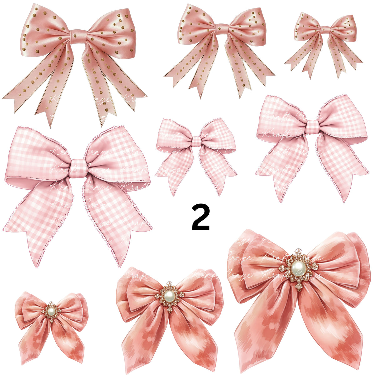 Vintage  Pink Coquette Bows UV DTF Decal accent Sheet 10x10 sheet 3 designs