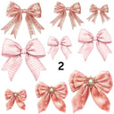 Vintage  Pink Coquette Bows UV DTF Decal accent Sheet 10x10 sheet 3 designs