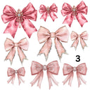 Vintage  Pink Coquette Bows UV DTF Decal accent Sheet 10x10 sheet 3 designs