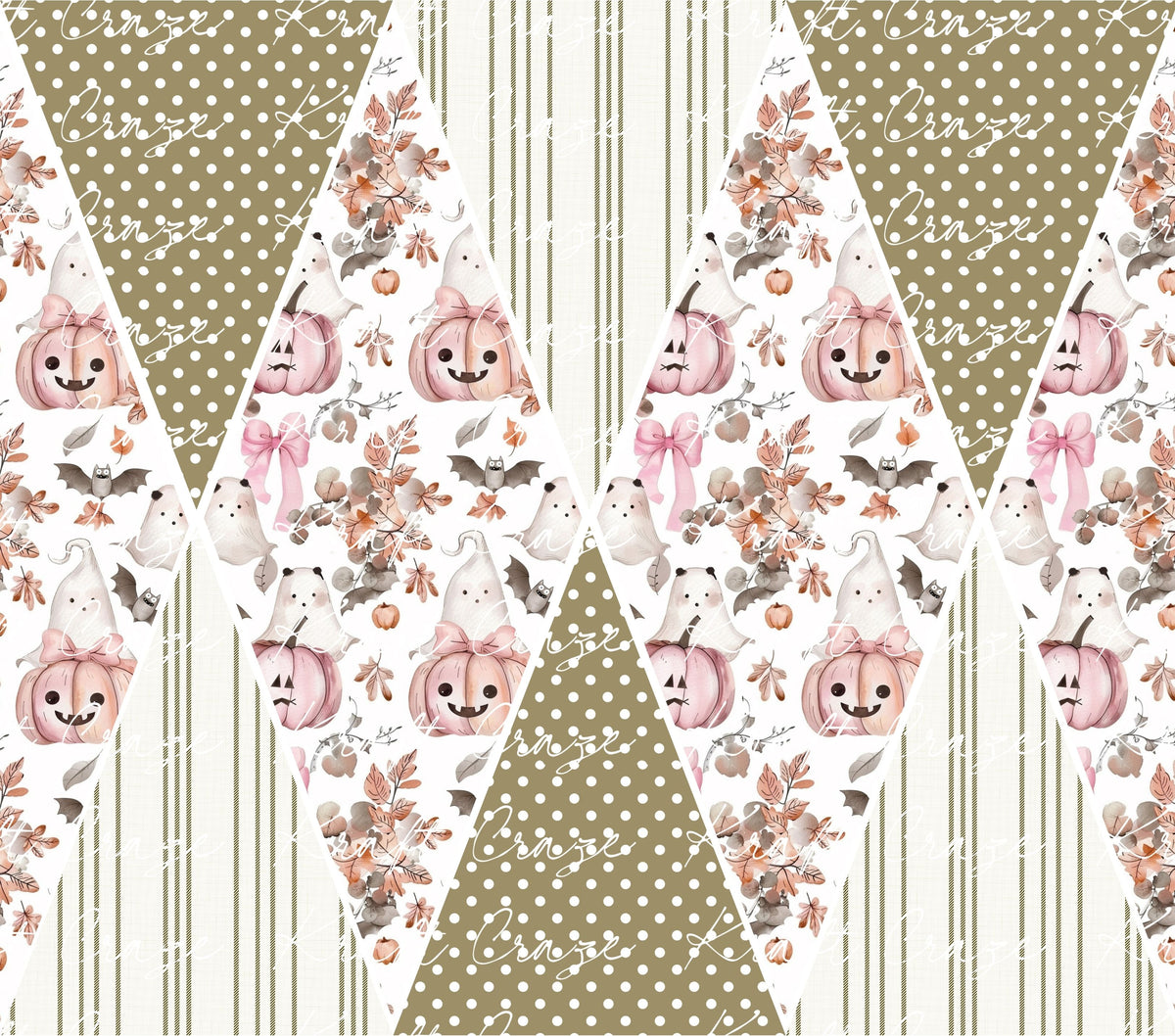 Vintage Pink Halloween Precut Diamonds vinyl tumbler wraps