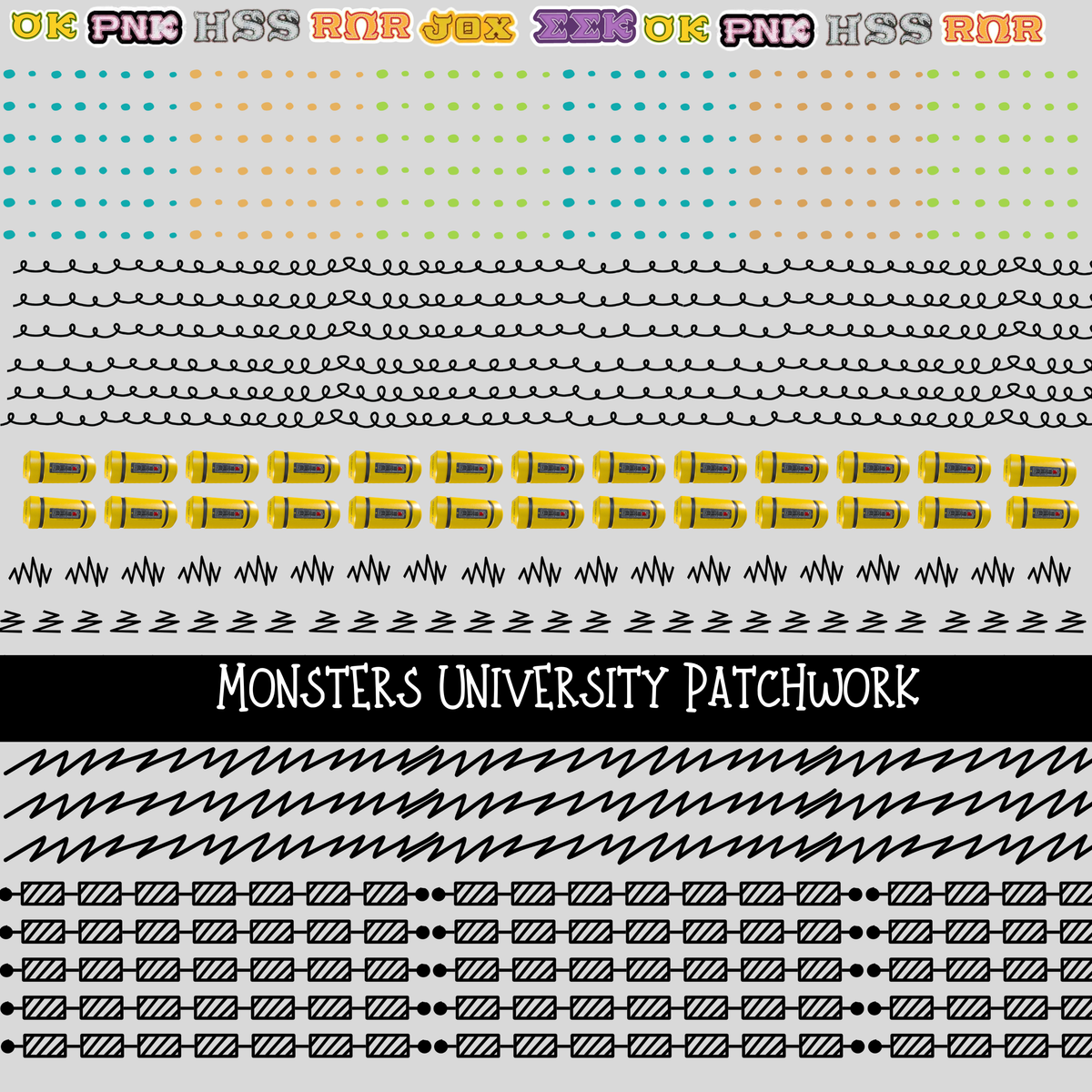 Monsters University - Doodle Patchwork Set