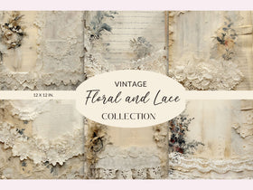 Vintage floral and lace Vinyl collection- 12x12 vinyl sheets-6 designs available