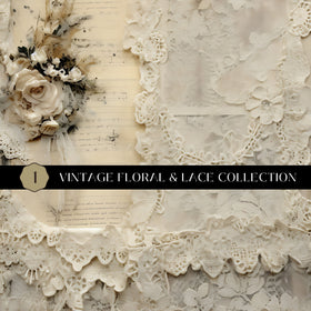 Vintage floral and lace Vinyl collection- 12x12 vinyl sheets-6 designs available