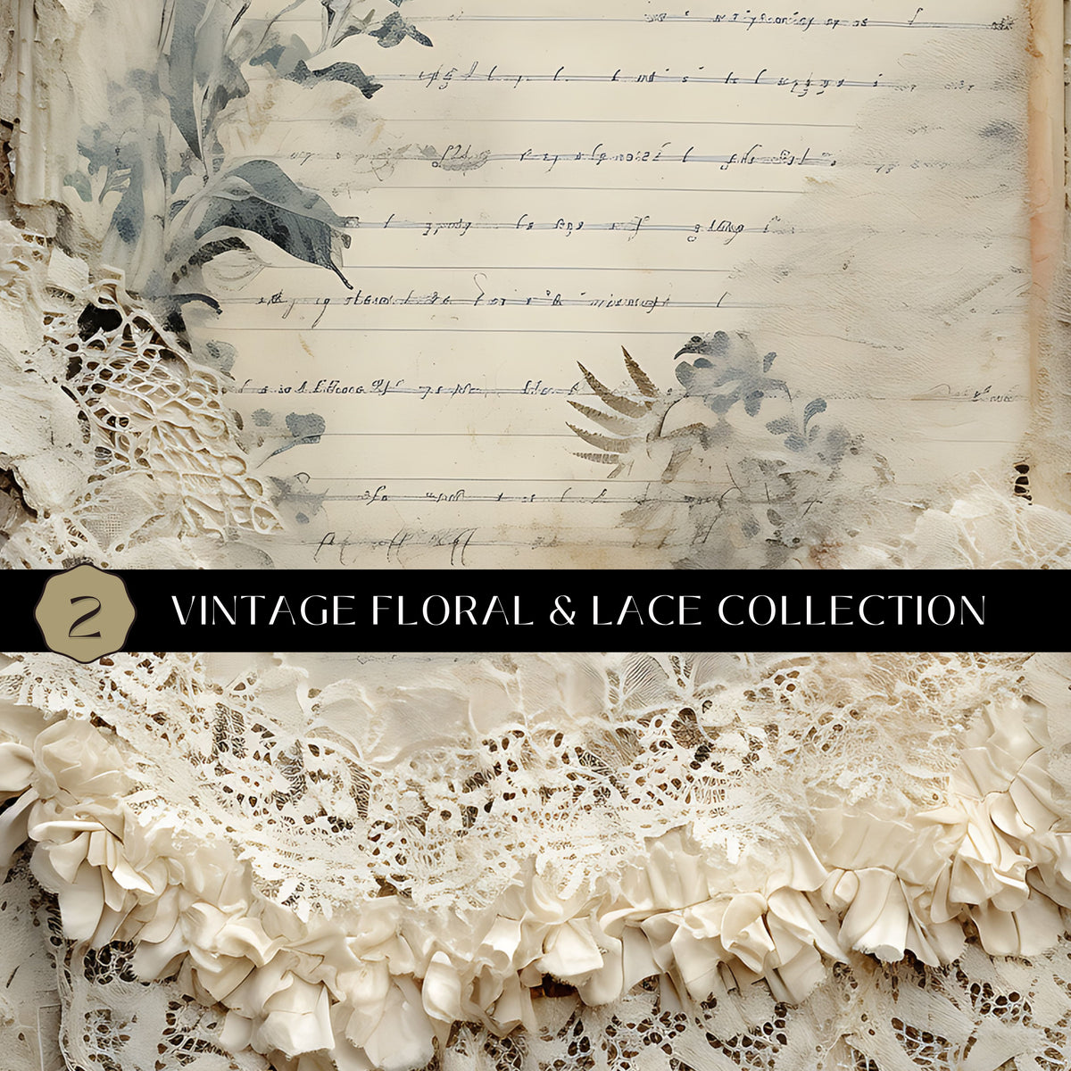 Vintage floral and lace Vinyl collection- 12x12 vinyl sheets-6 designs available