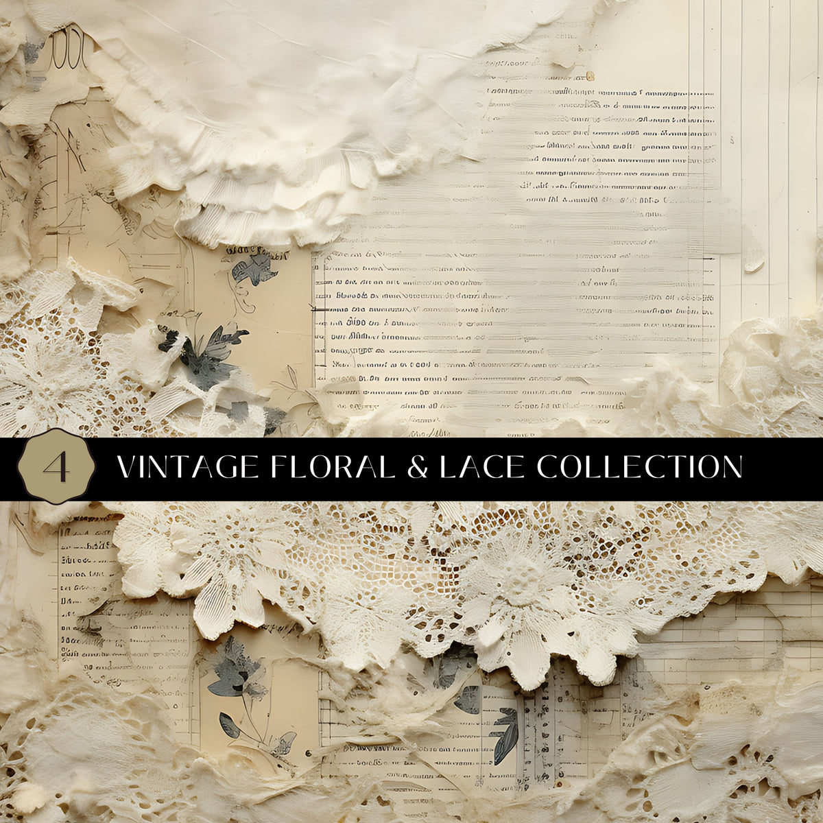 Vintage floral and lace Vinyl collection- 12x12 vinyl sheets-6 designs available