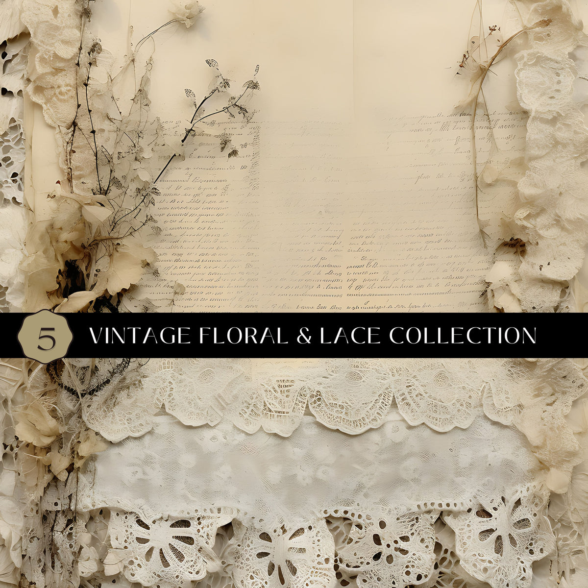 Vintage floral and lace Vinyl collection- 12x12 vinyl sheets-6 designs available