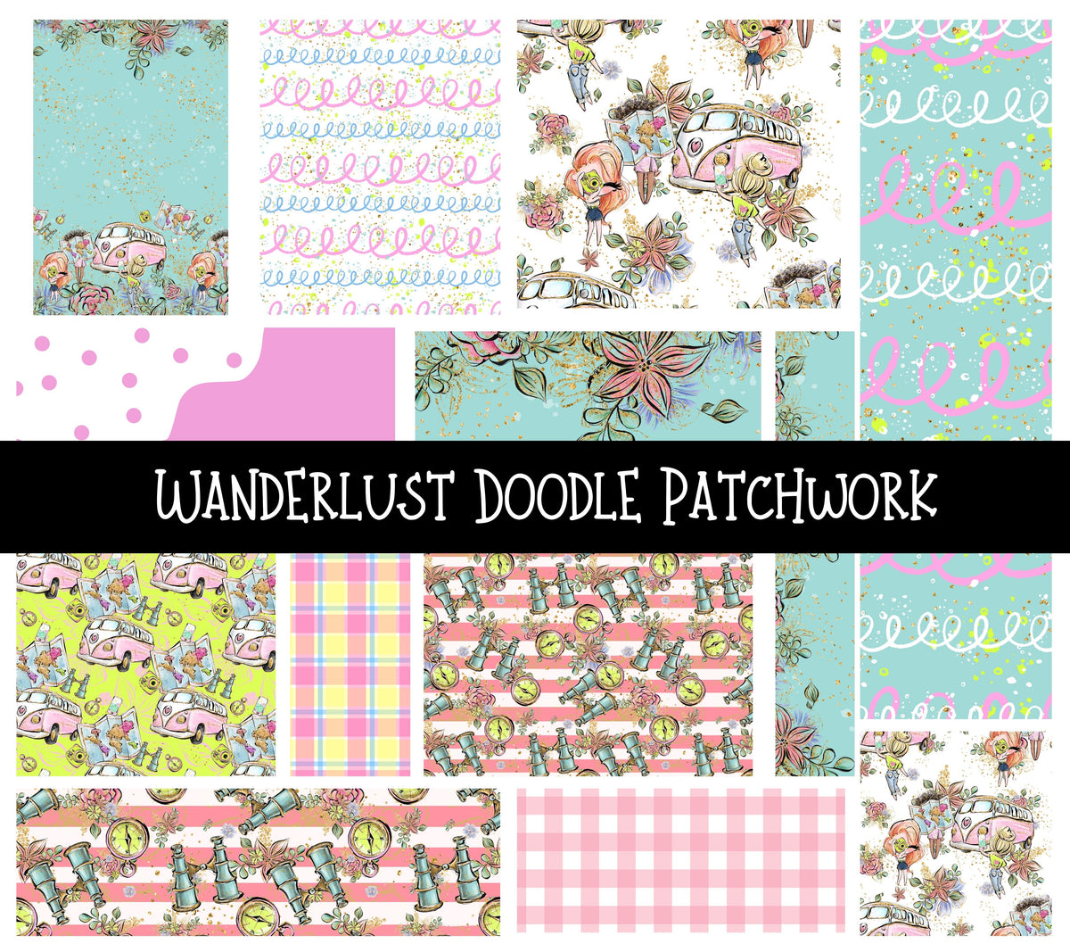 Wanderlust Doodle Patchwork Set
