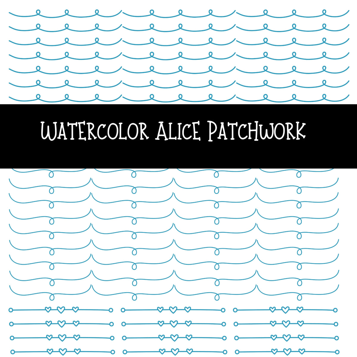 Watercolor Alice Doodle Patchwork Set