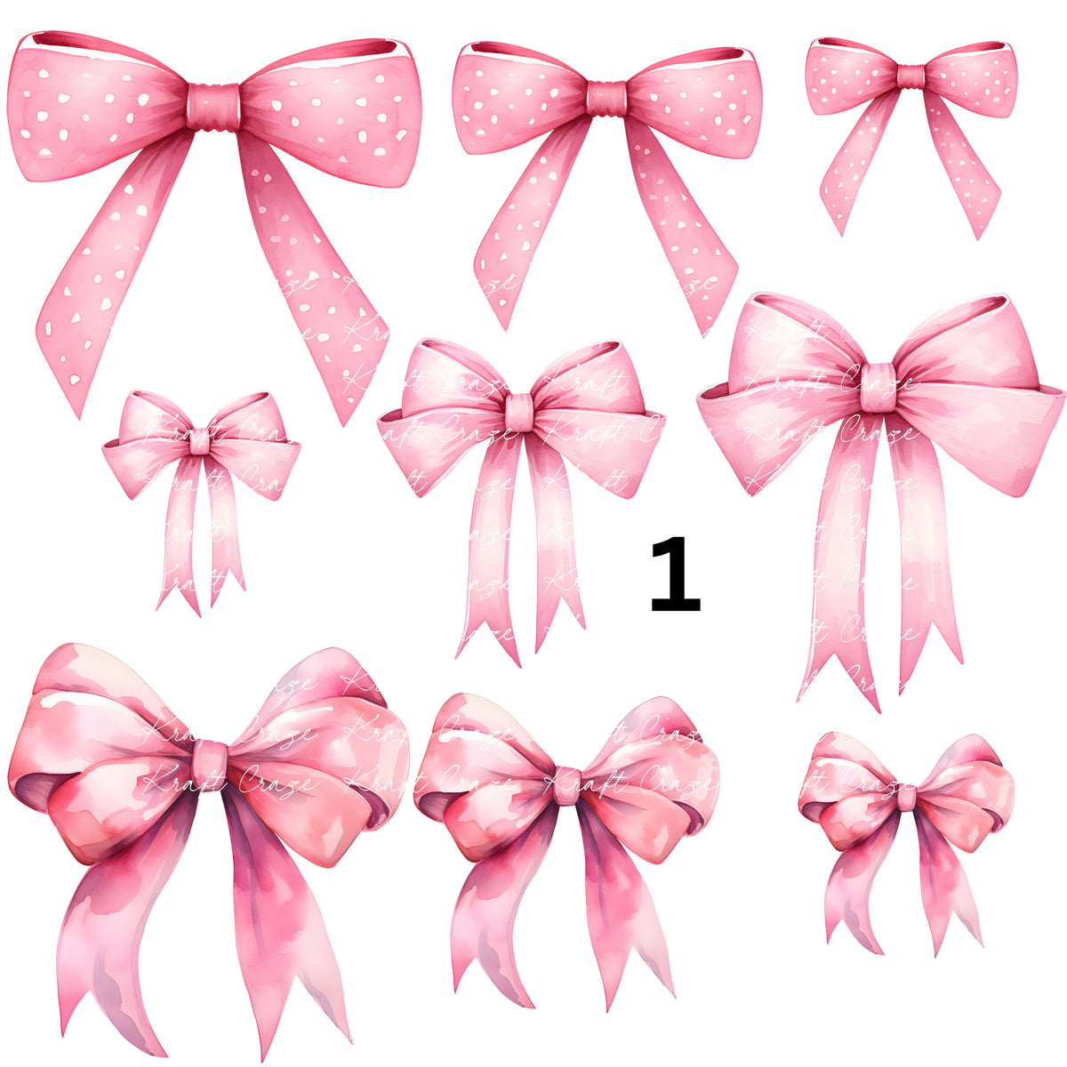 Watercolor Pink Coquette Bows UV DTF Decal accent Sheet 10x10 sheet 4 designs