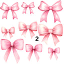 Watercolor Pink Coquette Bows UV DTF Decal accent Sheet 10x10 sheet 4 designs