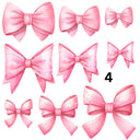 Watercolor Pink Coquette Bows UV DTF Decal accent Sheet 10x10 sheet 4 designs