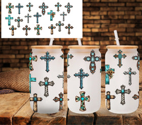 Western crosses 2 inches UV DTF Libbey wrap