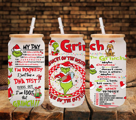 Grinchy on the inside UV DTF Libbey wrap
