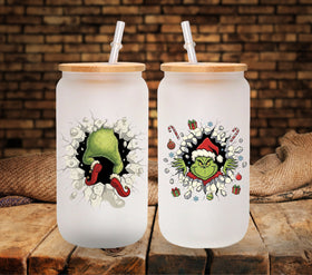 Bustin Out Grinch  UV DTF Decal 2 piece set