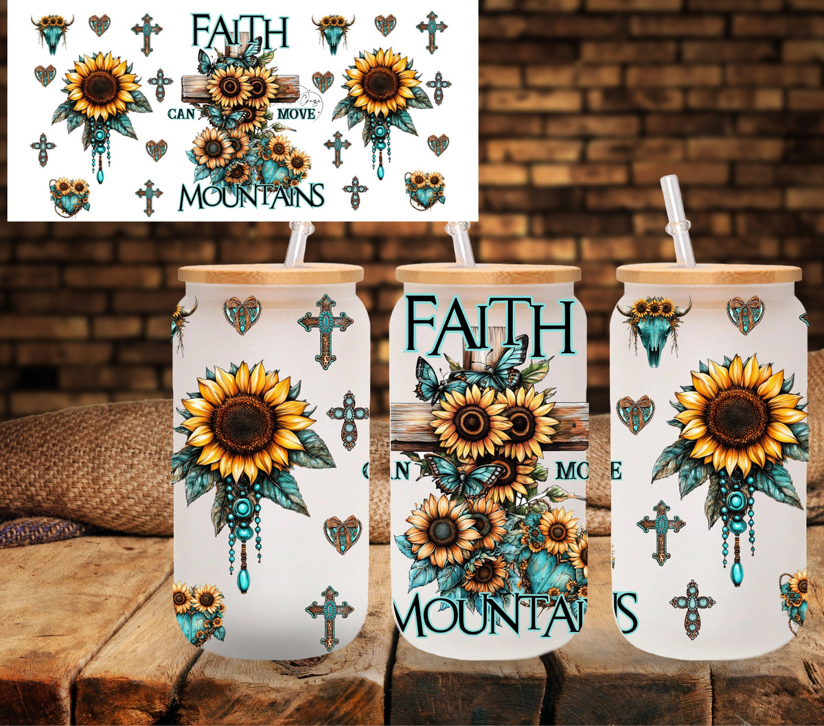Faith can move Mountains UV DTF Libbey wrap