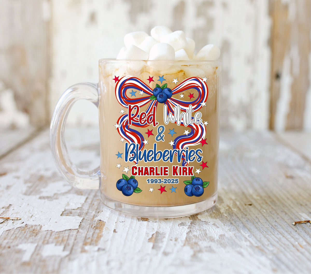 Red white and blueberries with bow UV DTF Decals