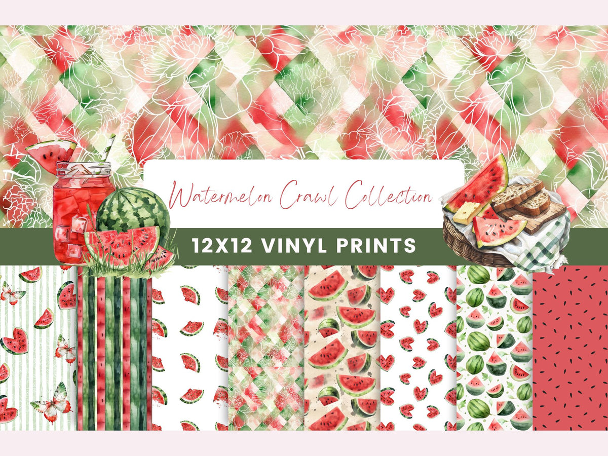 Watermelon Crawl Collection 12x12 Vinyl Sheets- 8 Designs Available