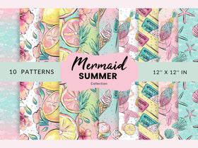 Mermaid Summer Collection 12x12 Vinyl Sheets- 10 Designs Available