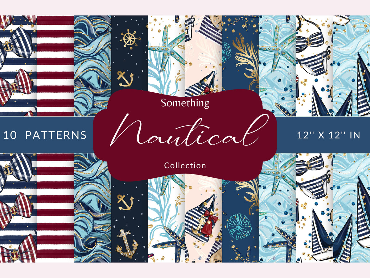Something Nautical Collection 12x12 Vinyl Sheets- 10 Designs Available