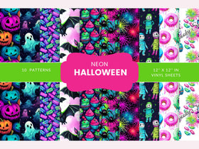 Neon Halloween 12x12 Vinyl Sheets- 10 Designs Available