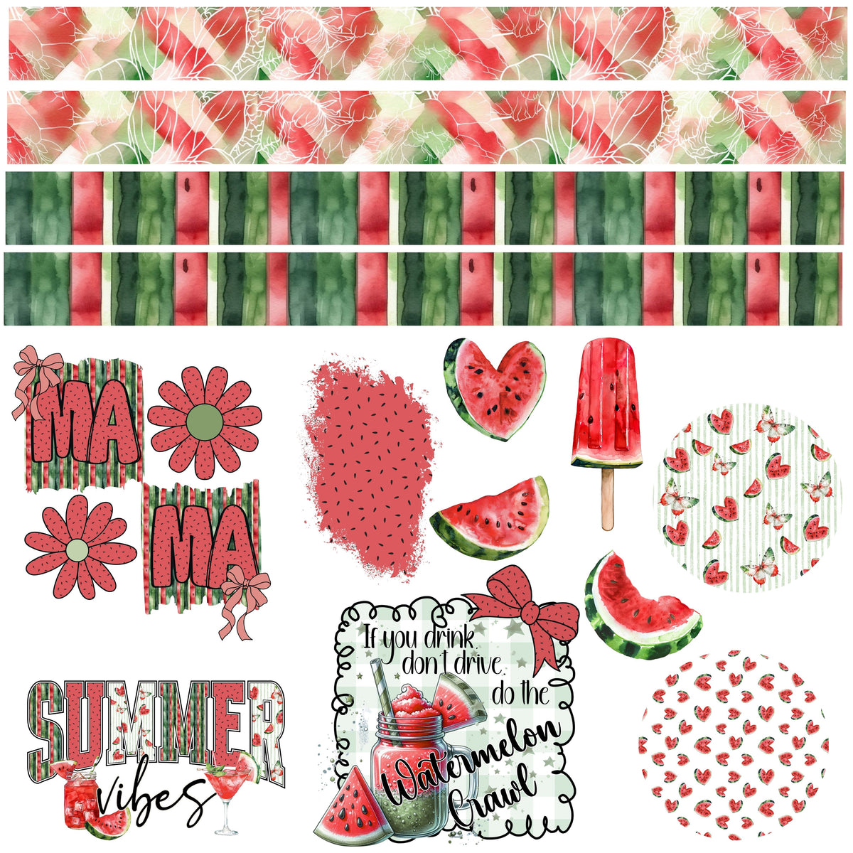 Watermelon Crawl UV DTF Decal sheet