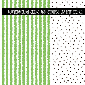 Watermelon Seeds and Stripes UV DTF Decal sheets