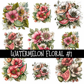 Watermelon Floral Collection UV Decal sheets 5 to choose from