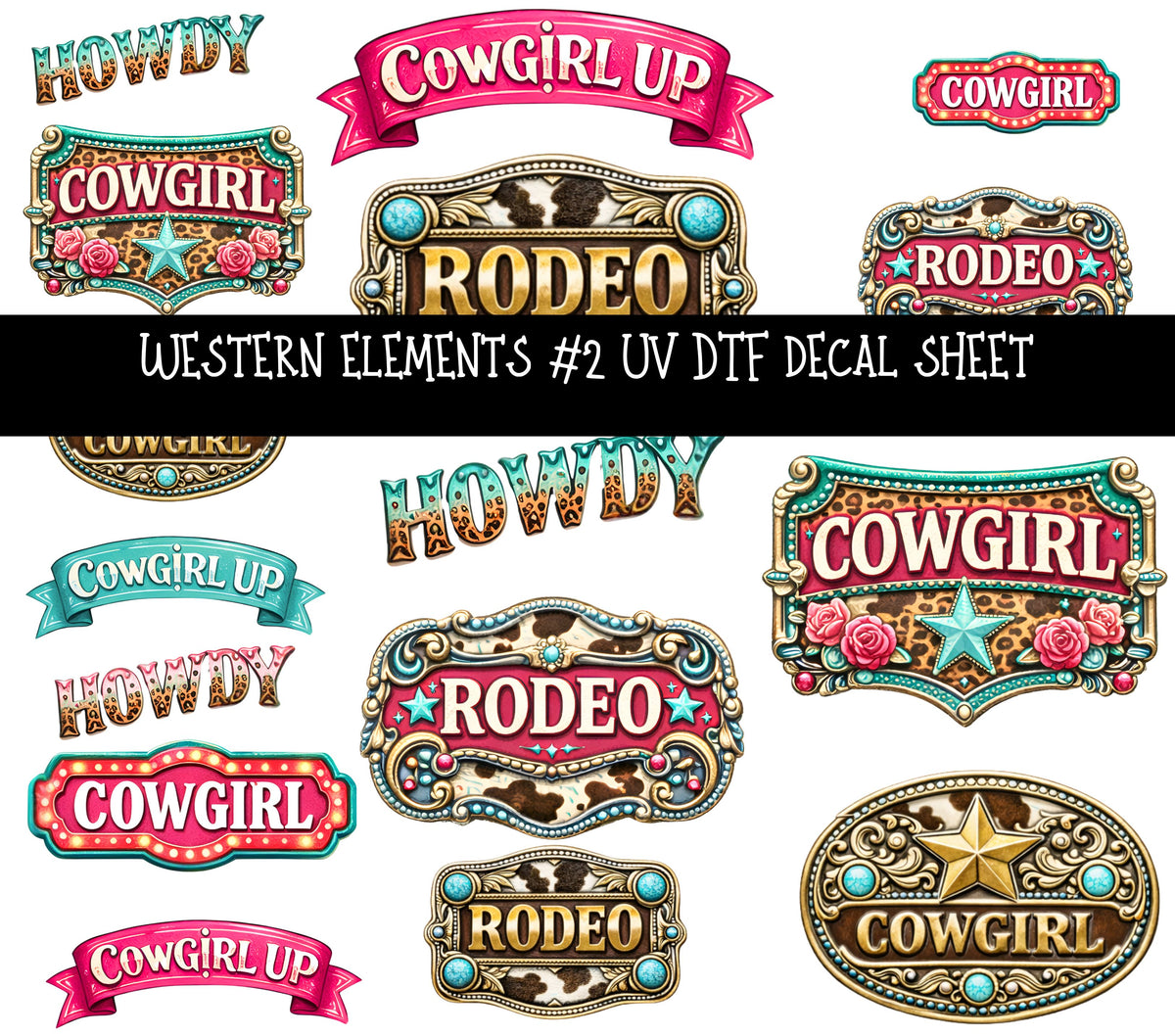 Western Elements UV DTF Decal sheets 11 designs available