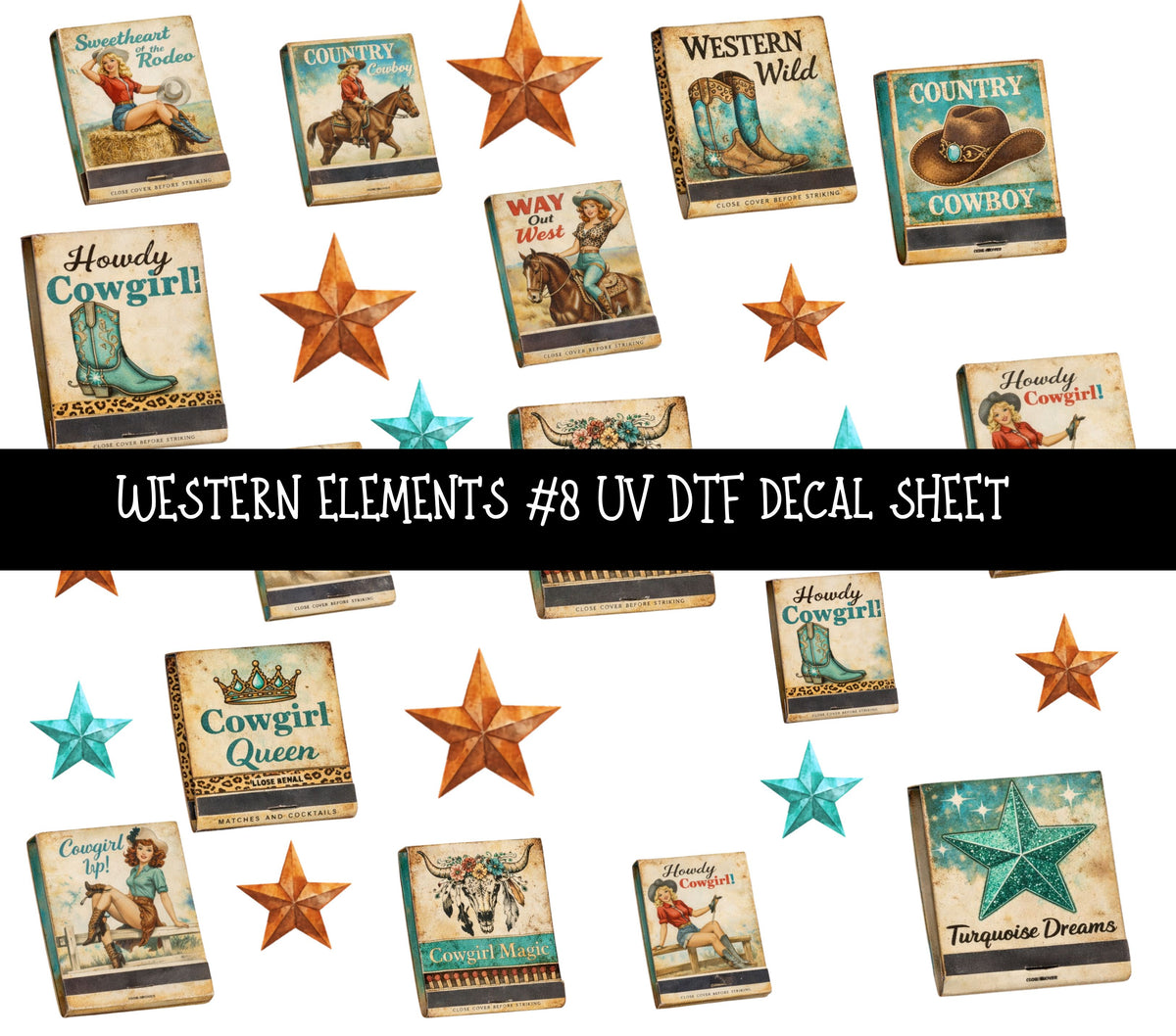 Western Elements UV DTF Decal sheets 11 designs available