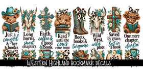 Western Highland Bookmark UV DTF Decal sheet- 8 Designs