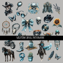 Western Skull Doodle Patchwork Set