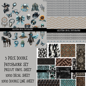 Western Skull Doodle Patchwork Set