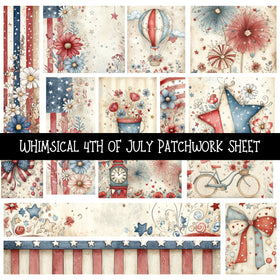 Whimsical 4th of July Patchwork precut vinyl sheet available in 12x12 or 6x6 sizes