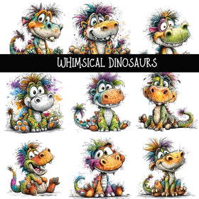 Whimsical Dinosaurs UV DTF Decal sheet