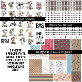 Whimsical Dogs Doodle Patchwork Set