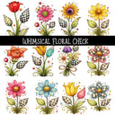Whimsical Floral Check - UV DTF Decal sheet