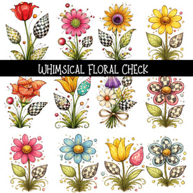 Whimsical Floral Check - UV DTF Decal sheet