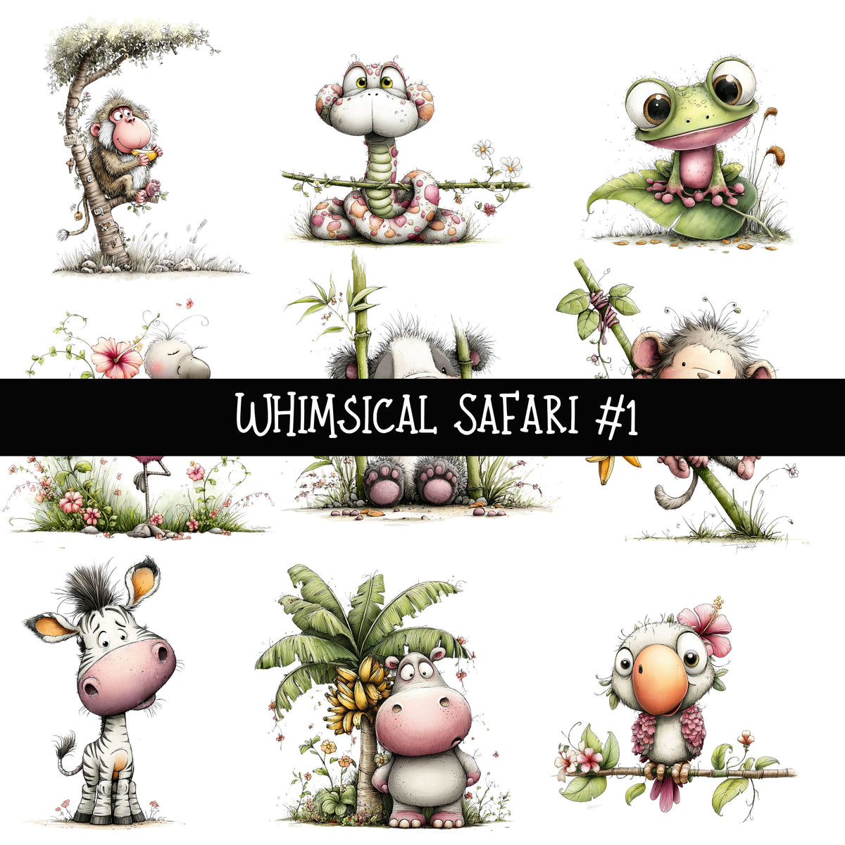 Whimsical Safari UV DTF Decal sheets 5 to choose from