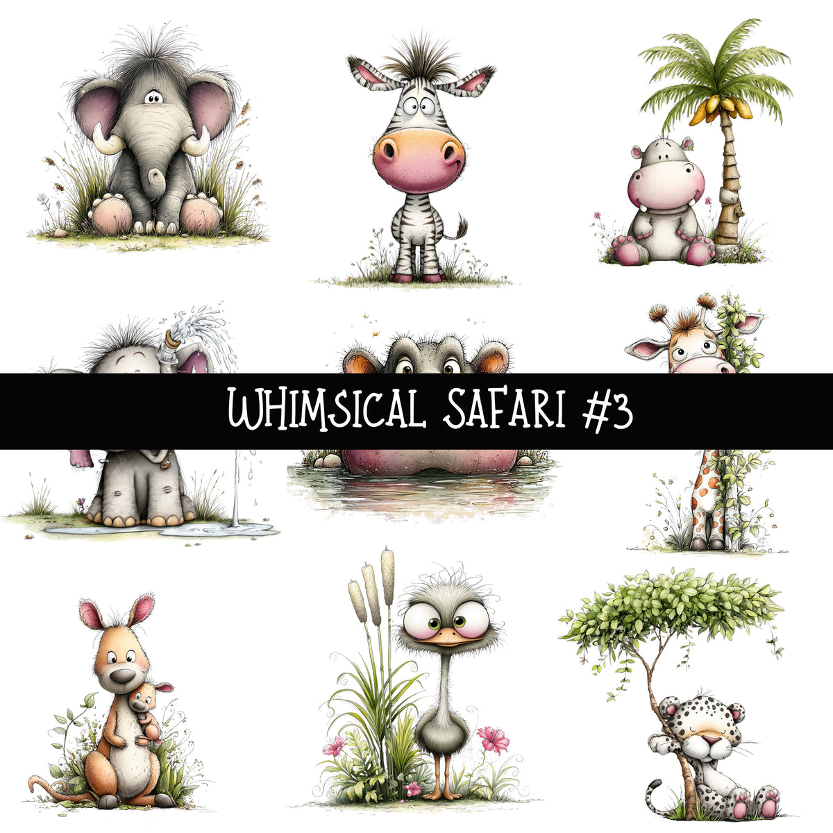 Whimsical Safari UV DTF Decal sheets 5 to choose from