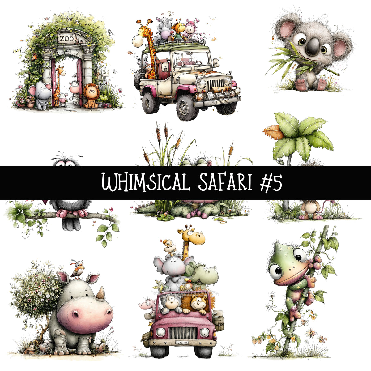 Whimsical Safari UV DTF Decal sheets 5 to choose from