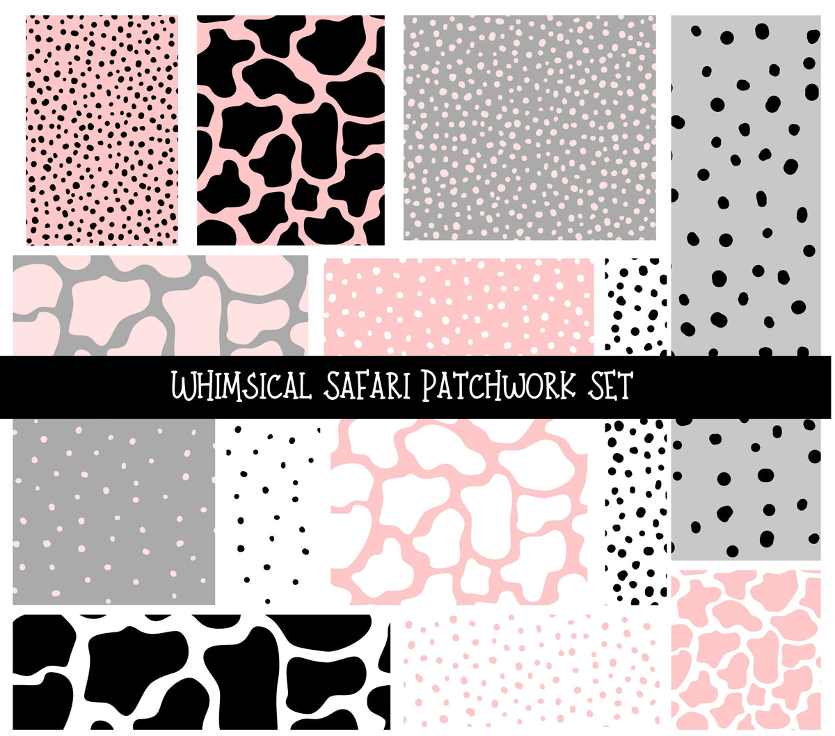 Whimsical Safari Doodle Patchwork Set