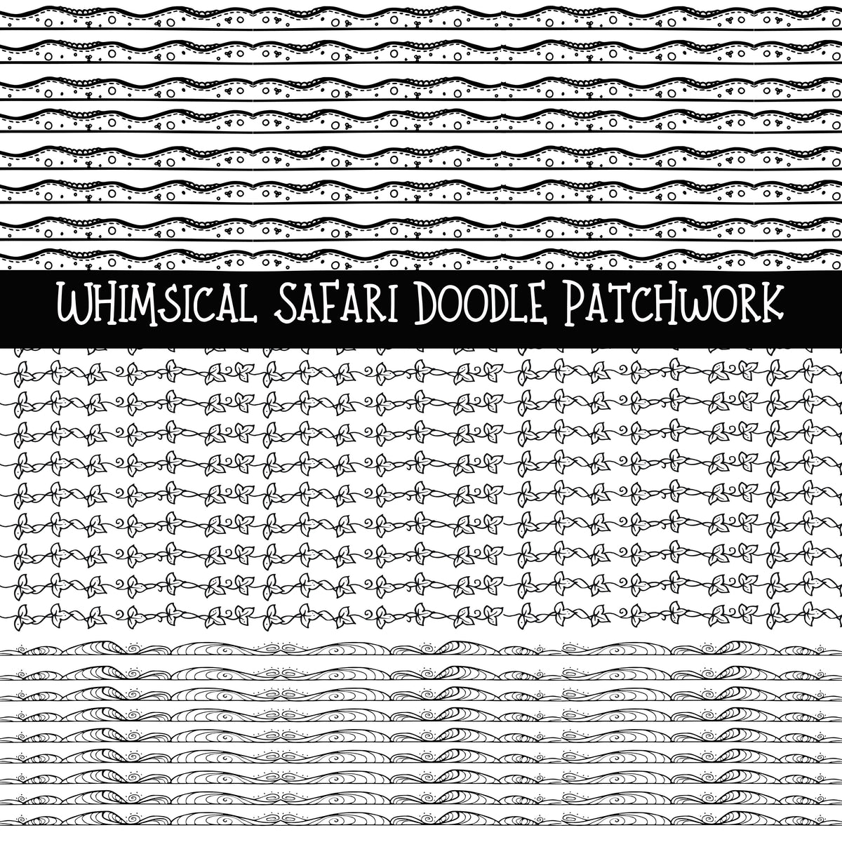 Whimsical Safari Doodle Patchwork Set