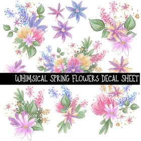 Whimsical Spring Flowers- UV DTF Decal sheet