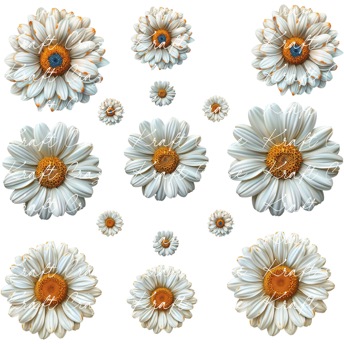 White Daisy UV DTF Decal accent Sheet 10x10