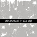 White Splatter UV DTF Decal sheets