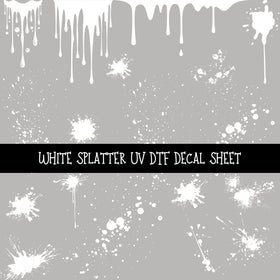 White Splatter UV DTF Decal sheets