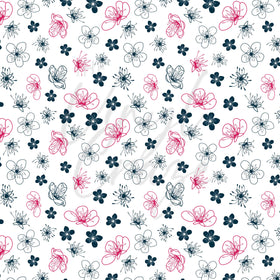 White, Pink and Navy Flowers Adhesive Vinyl