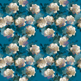 White Rose On Blue - Adhesive Vinyl