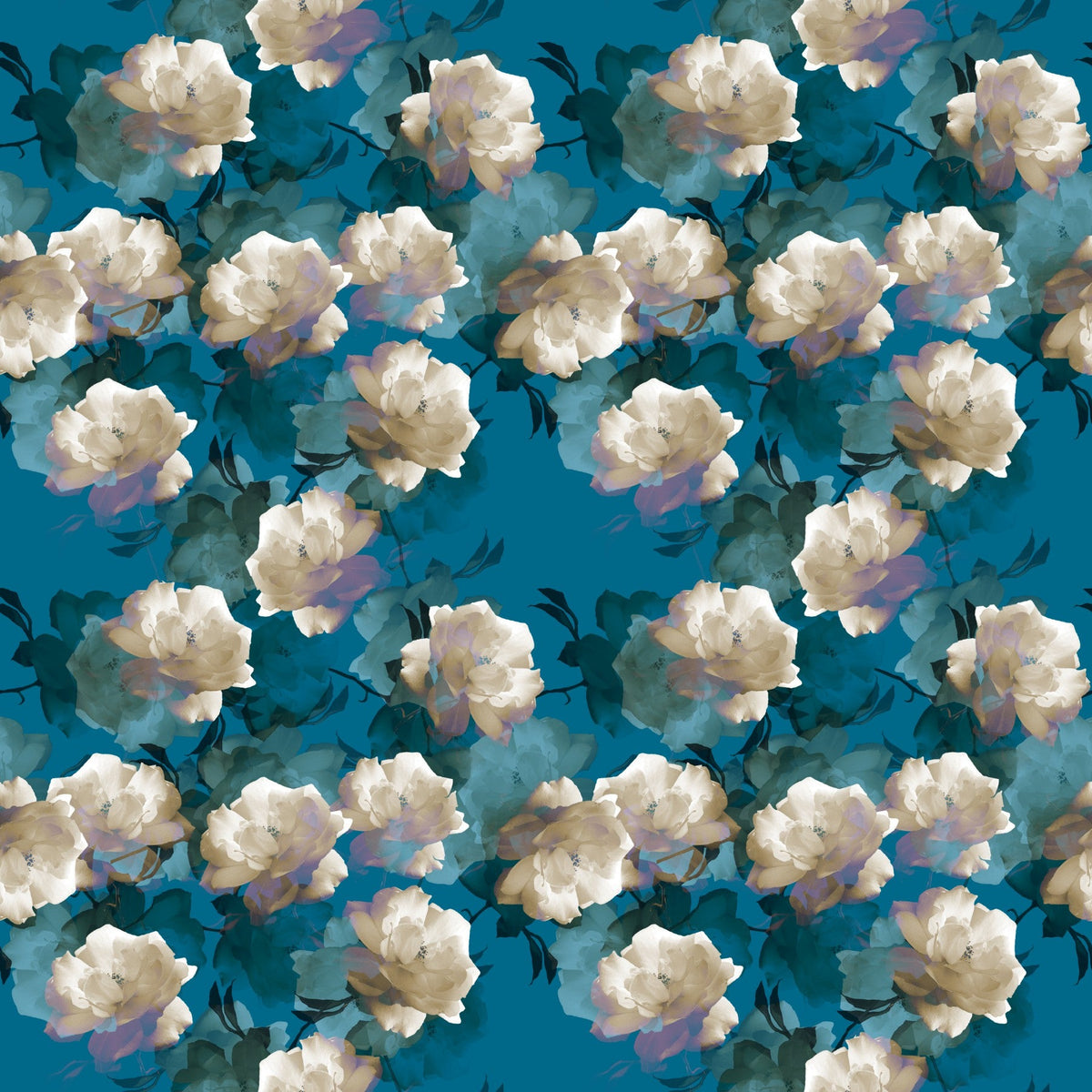 White Rose on Blue - Adhesive Vinyl